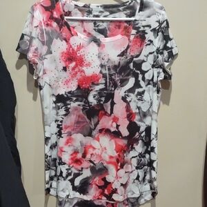 Floral Print Women's Top, Style & Company With Bling, M
